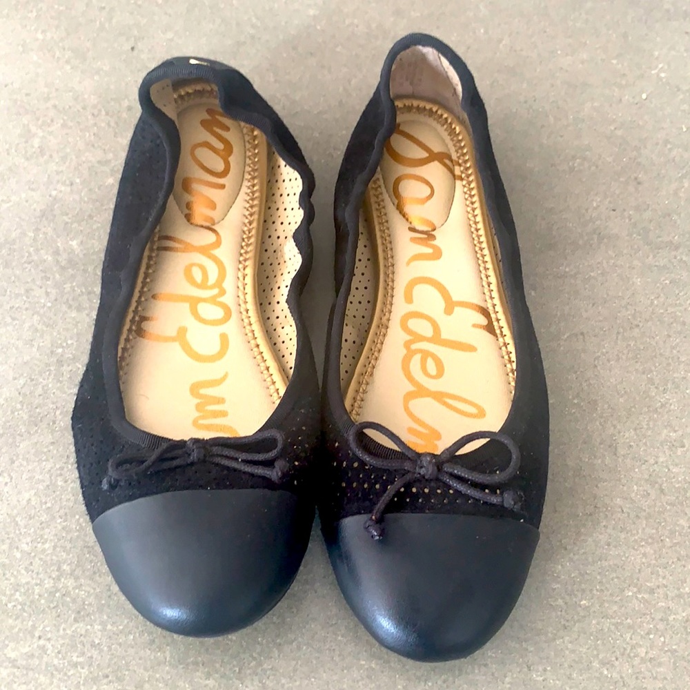 Black Leather Sam Edelman Falon Flats
